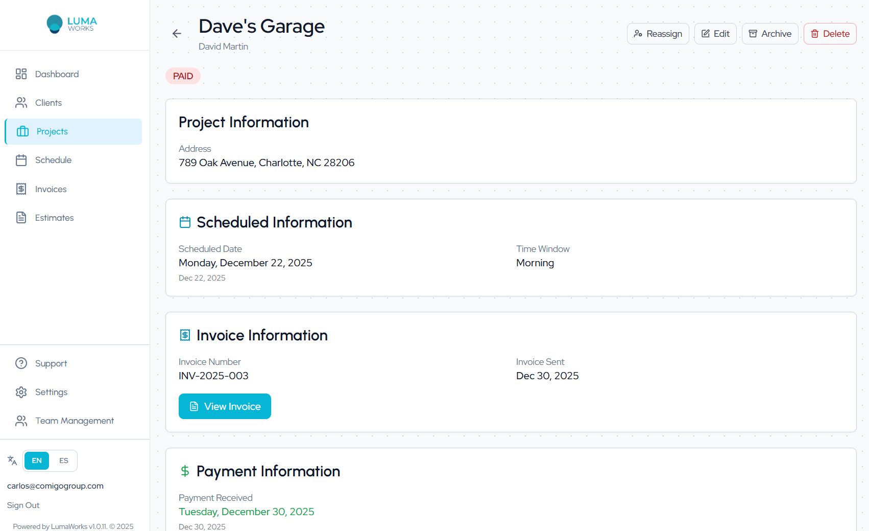 LumaWorks Client Management